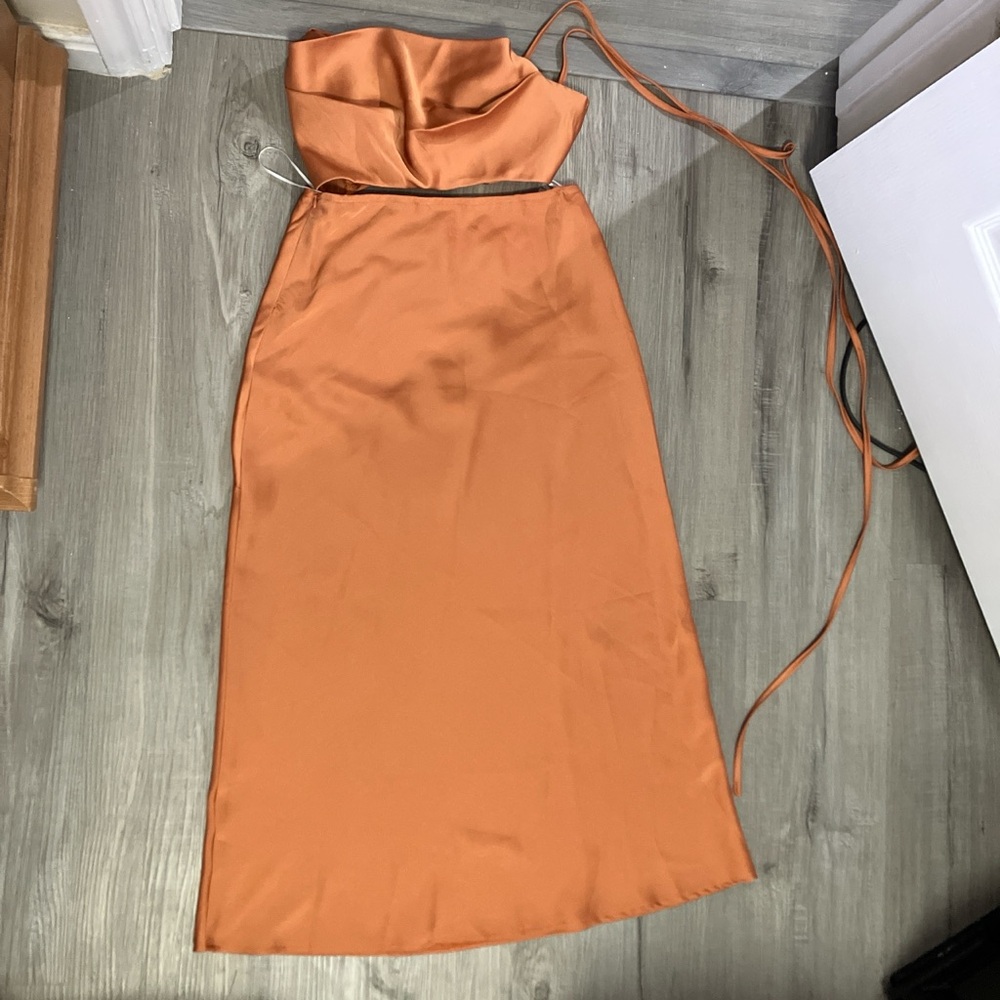 Hello Molly Vibrant Orange Skirt Set
